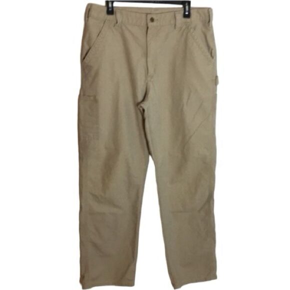 Carhartt Dungaree Fit 100% Cotton Tan Utility Work Cargo Pants 36x32 - Picture 1 of 16